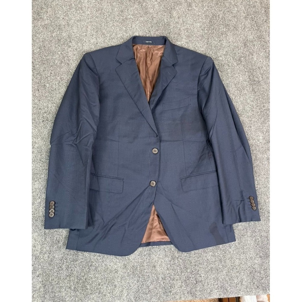 Suitsupply Napoli Model Mens Navy Wool Houndstooth Super 110s Blazer Size 52